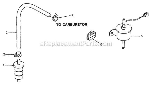 Engine Fuel Filter & Pump Diagram and Parts List for 2086 880001-899000 Cub Cadet Lawn Tractor